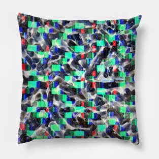 Crazy Funk Glow Glitch Petrol and Black Colour Pattern Pillow