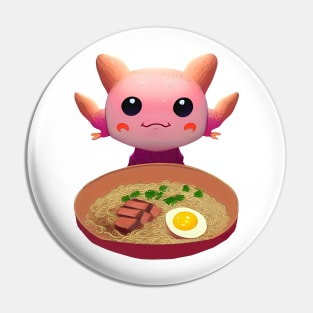 Kawaii cute axolotl eats ramen noodles Japan Pin