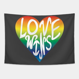 Love Wins Heart Rainbow Pride Hand Drawn Valentine’s Day Tapestry