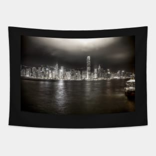 Hong Kong City And Victoria Harbour At Night Tapestry