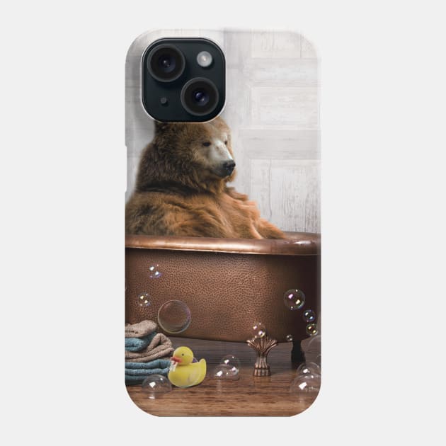 Bear in a Bathtub Phone Case by DomoINK