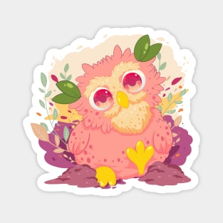 little peach owl with pattern- for Men or Women Kids Boys Girls love owl Magnet