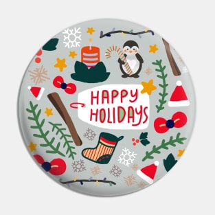 Happy Holidays Pattern Pin