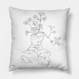 A man statue with flowers growing Pillow