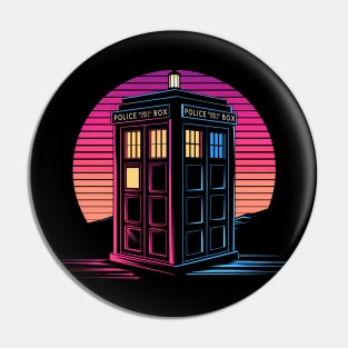 Retrowave TARDIS Pin