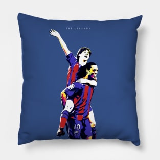 Ronaldinho and Lionel Messi Iconic Pop Art Pillow