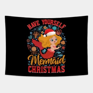 Have Yourself a Mermaid Christmas Merry Xmas Tapestry