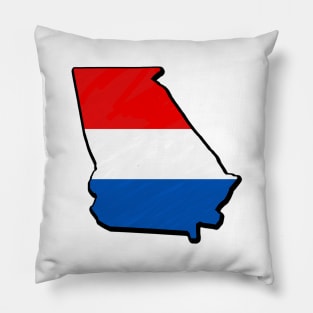 Red, White, and Blue Georgia Outline Pillow