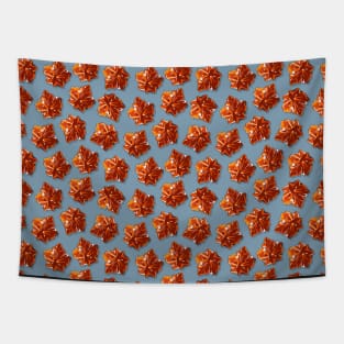 Canadian Maple Syrup Candy Pattern on Blue Grey Tapestry