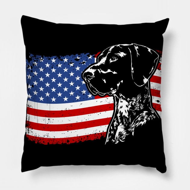 German Shorthaired Pointer Mom Dad American Flag patriotic dog Pillow by wilsigns