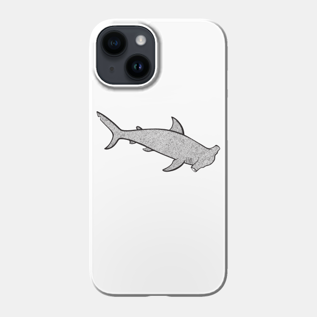 Hammerhead Shark Ink Art cool ocean animal design light colors Hammerhead Sharks Phone