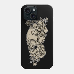 Skull and Peony Flowers Color Variant Phone Case