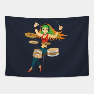 Girl playing drums Tapestry