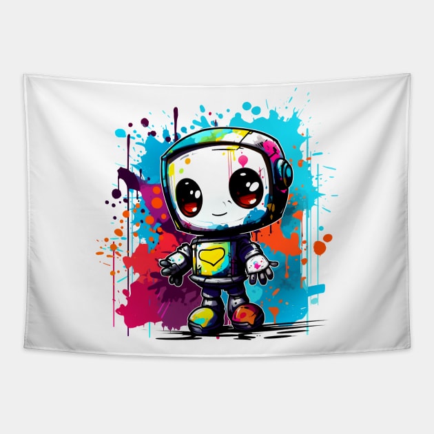 Cute cartoon Robot. Funny cyborg. Tapestry by AndreKENO