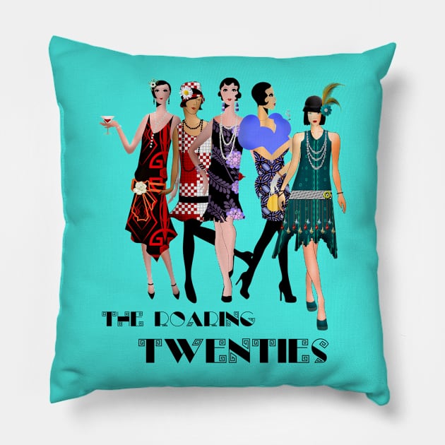 The Magnificent Roaring 20s Flappers Pillow by STYLISH CROWD TEES