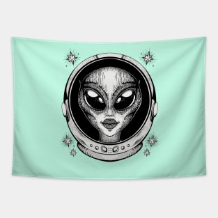 Alien Babe Astronaut Tapestry