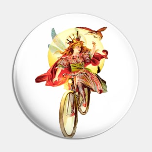 Fairy princess on bicycle with owl Pin