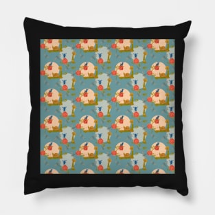 Woodland stories turquoise Pillow