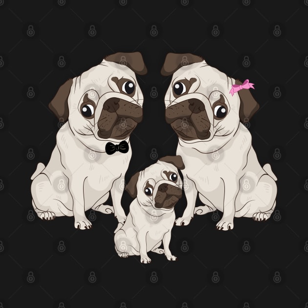 Three Little Puglets (Piglets) Family Of Pugs by PozureTees108