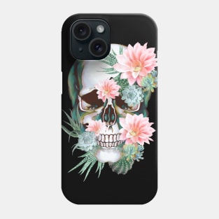 Sugar skull with succulents plants Phone Case