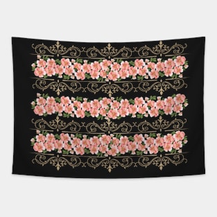 Wild Roses - Floral Motifs - Wild Pink Flowers - Summer - Vintage - Holiday Gift Tapestry