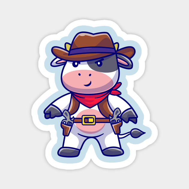 Cute Cow Cowboy Cartoon Magnet by Catalyst Labs