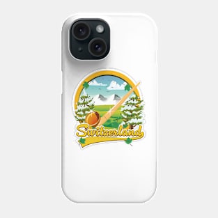 Switzerland alphorn travel logo Phone Case