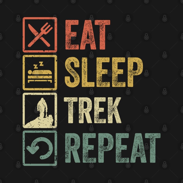 Funny eat sleep trek repeat retro vintage gift by Lyume