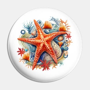 Orange Starfish Pin