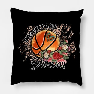 Aesthetic Pattern Denver Basketball Gifts Vintage Styles Pillow