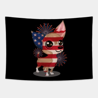 Funny American Dog Chihuahua, 4th of July Gifts Tapestry