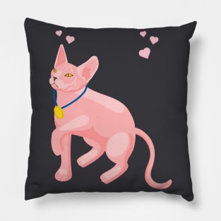 3d effect pink cat with medal Pillow