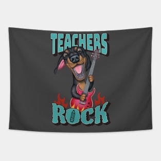 Funny Cute Doxie  Dachshund Dog Teachers Rock Fur Baby Tapestry