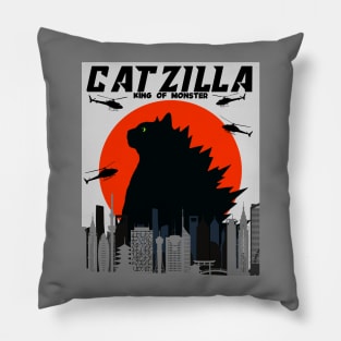 Cat Zilla King Of Monster Pillow