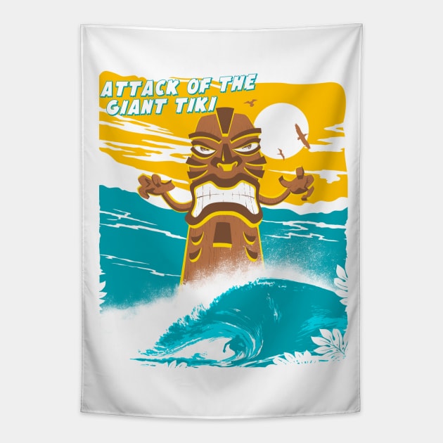 ATTACK OF THE GIANT TIKI Tapestry by ALFBOCREATIVE