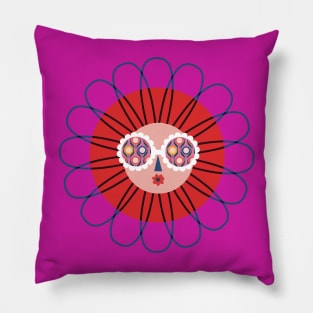 Cute  colorful summer sun wearing sunglasses Pillow