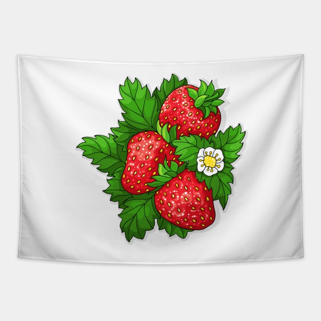 Ripe juicy strawberries Tapestry by kavalenkava