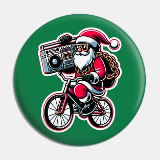 Santa's Hip Hop Christmas Riding With Boombox Pin