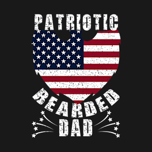 Patriotic Bearded Dad 4th of July Dad Patriotic Grunge T-Shirt