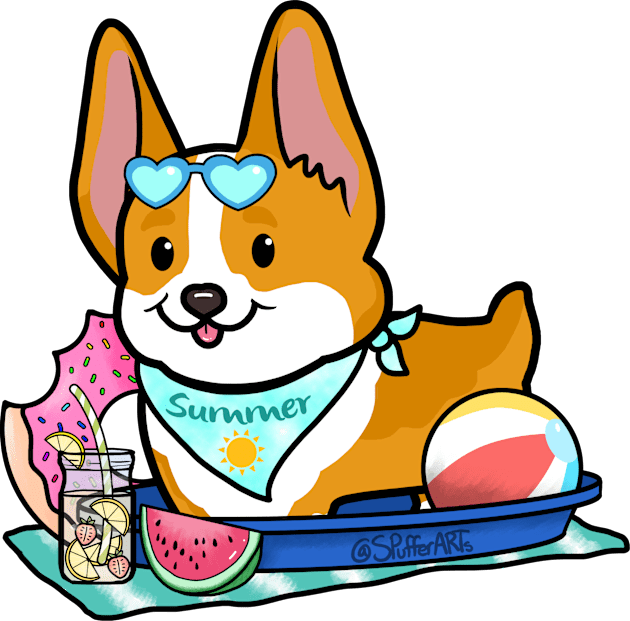 Summer Corgi Kids T-Shirt by SPufferARTs