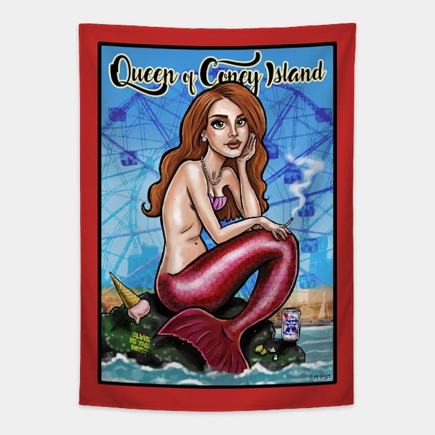 Queen of Coney Island Tapestry by mcillustrator