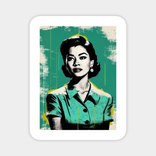 Vintage asian woman in pop-art style Magnet