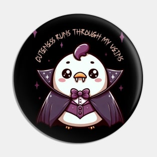 Cuteness Runs Through My Veins - Chicken Vampire Pin