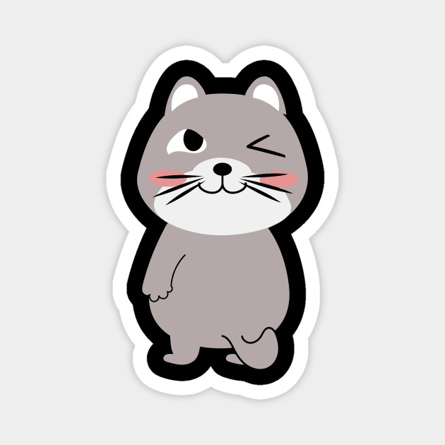 Cute cat cartoon character funny design. Magnet by Tjstudio