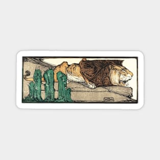 Lion laying among the rocks Magnet