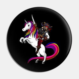 Pirate Captin Riding Magical Unicorn Funny Pin