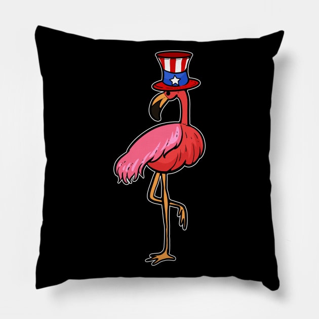 Flamingo USA Pillow by KAWAIITEE