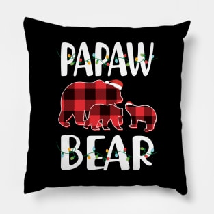 Papaw Bear Red Plaid Christmas Pajama Matching Family Gift Pillow