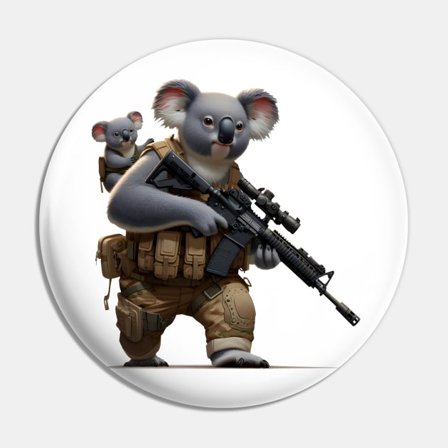 Tactical Koala Pin by Rawlifegraphic