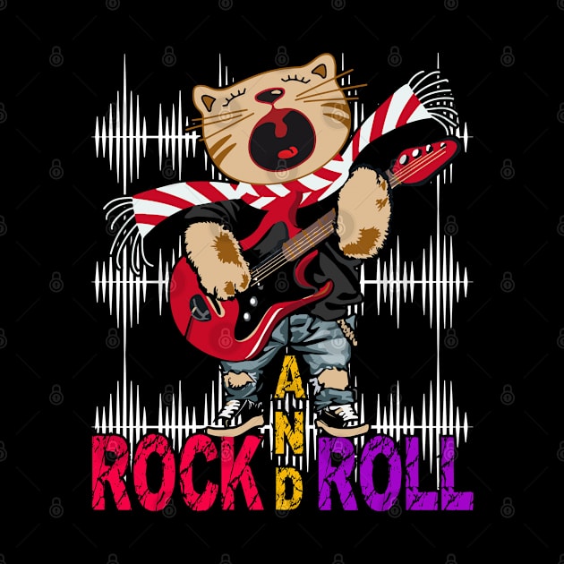 Rock & Roll Music - Cat with Guitar by Merilinwitch